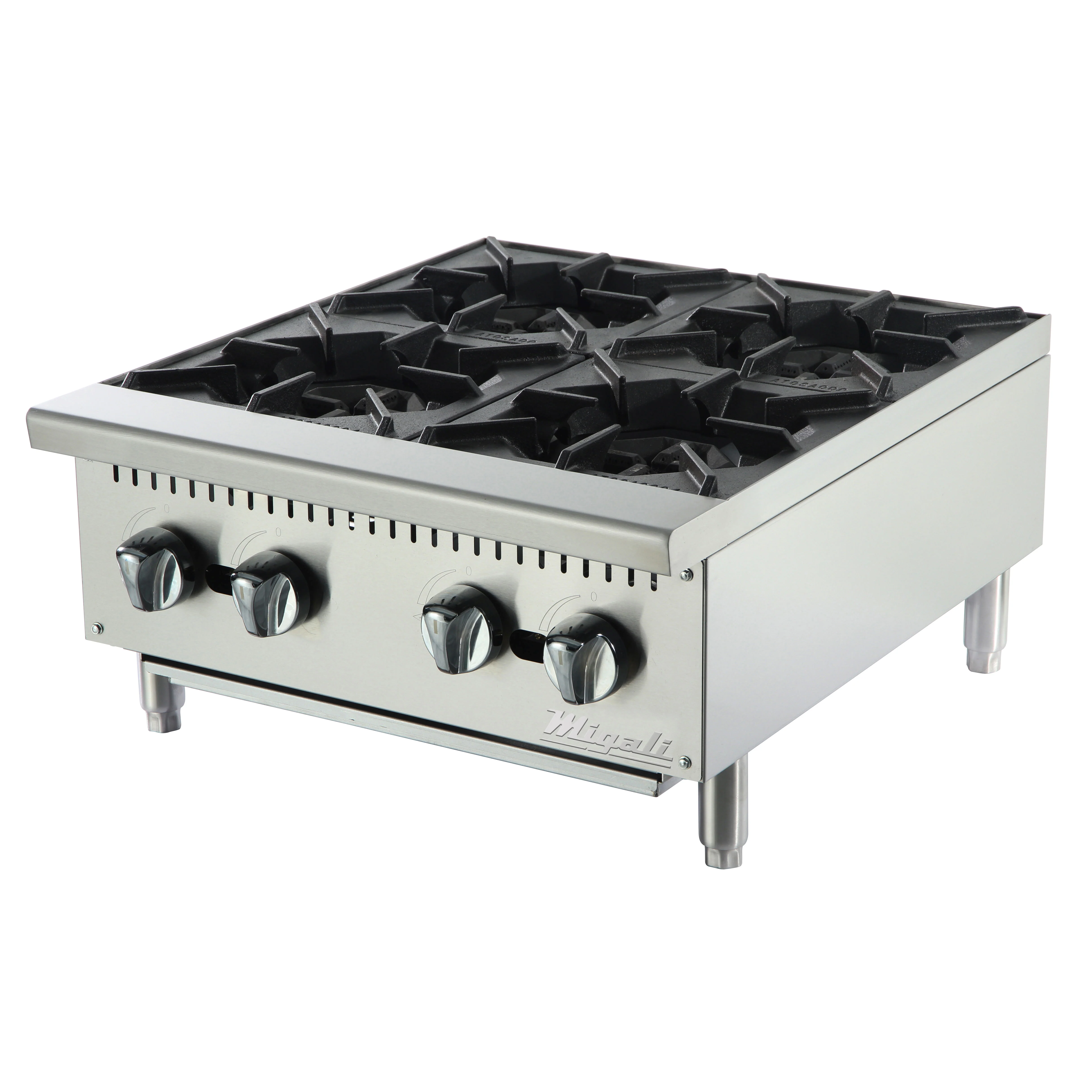Migali C‑HP‑4‑24 Competitor Series Countertop 4‑Burner Gas Hot Plate 24" – Natural Gas, 100,000 BTU