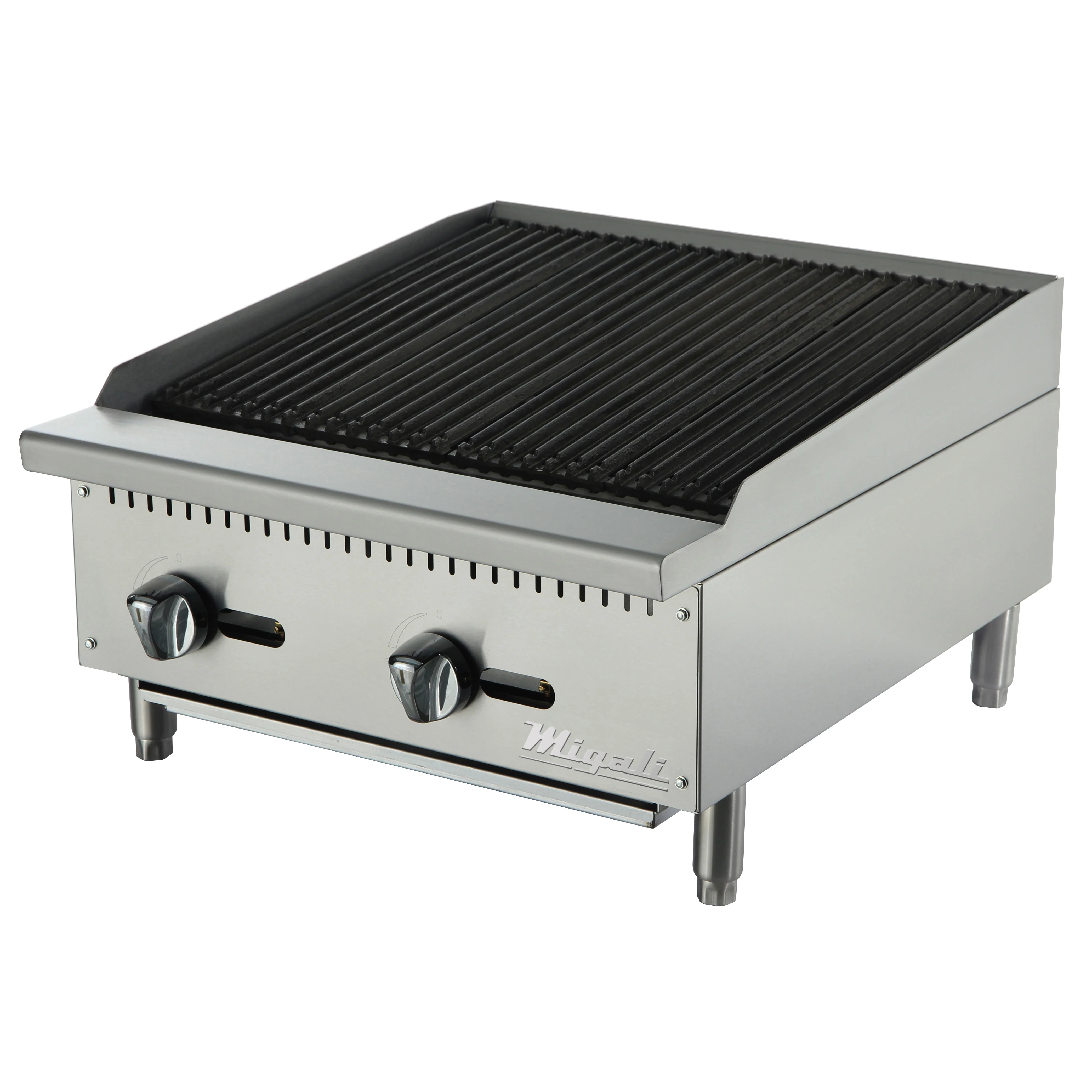Migali C‑RB24 Competitor Series Countertop 2‑Burner Radiant Gas Charbroiler 24" – Natural Gas, 70,000 BTU