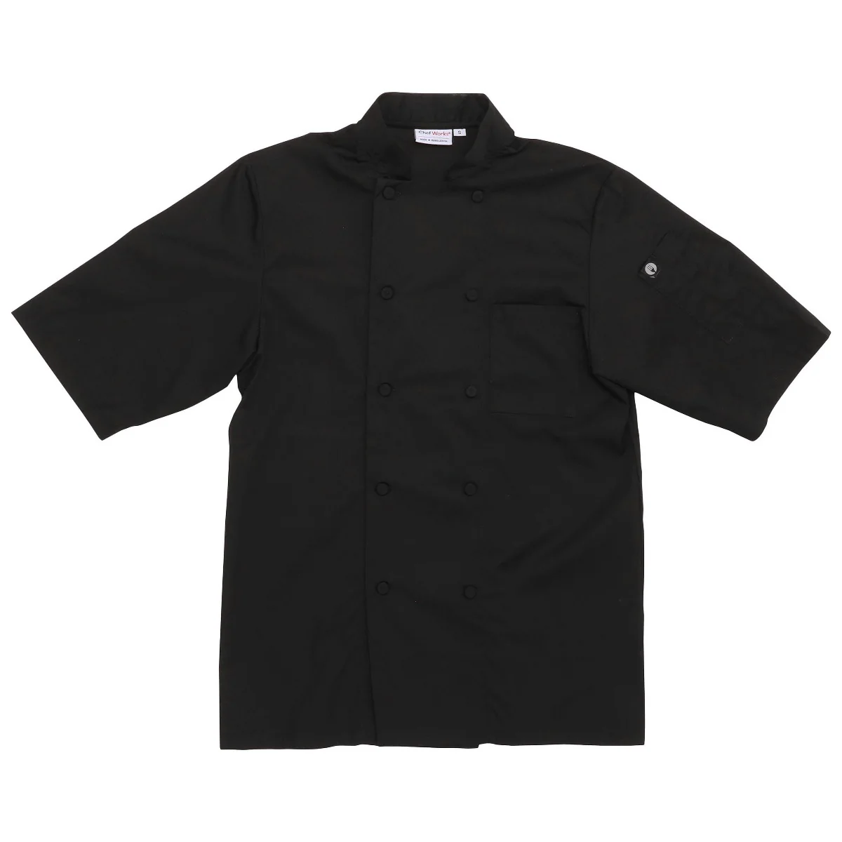 Chef Works JLCVBLK2XL Unisex Montreal Cool Vent Short Sleeve Double-Breasted Chef Coat with Cloth Covered Buttons - Black / 2X-Large - Image 10