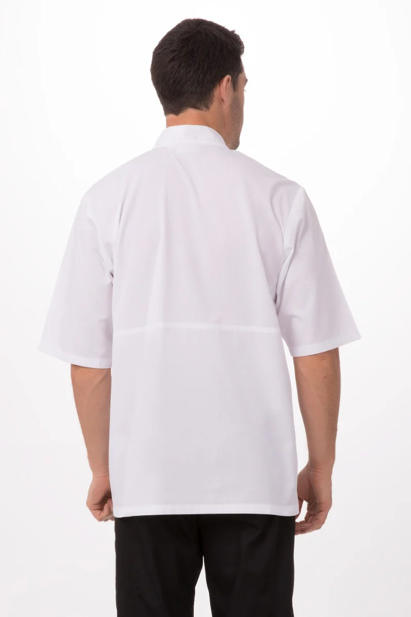 Chef Works JLCVWHT2XL Unisex Montreal Cool Vent Short Sleeve Double-Breasted Chef Coat with Cloth Covered Buttons - White / 2X-Large - Image 3