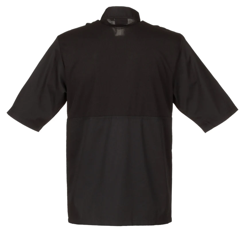 Chef Works JLCVBLKM Unisex Montreal Cool Vent Short Sleeve Double-Breasted Chef Coat with Cloth Covered Buttons - Black / Medium - Image 7