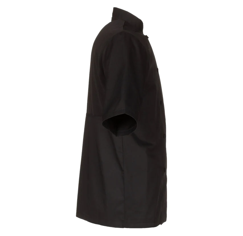 Chef Works JLCVBLKM Unisex Montreal Cool Vent Short Sleeve Double-Breasted Chef Coat with Cloth Covered Buttons - Black / Medium - Image 8