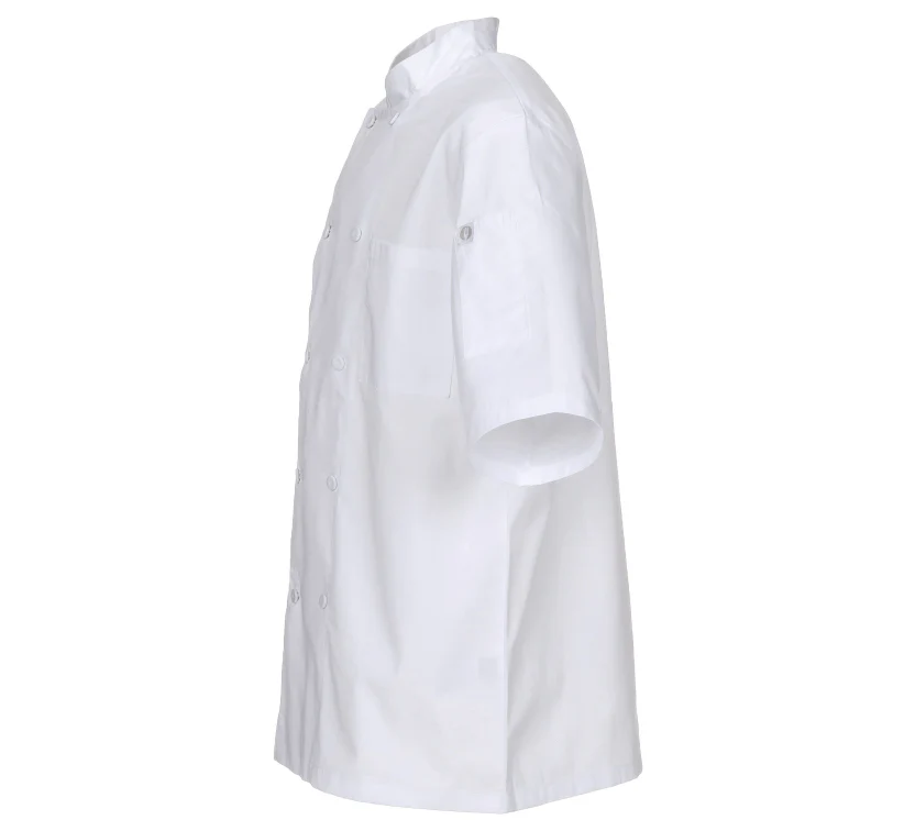 Chef Works JLCVWHTXL Unisex Montreal Cool Vent Short Sleeve Double-Breasted Chef Coat with Cloth Covered Buttons - White / X-Large - Image 9