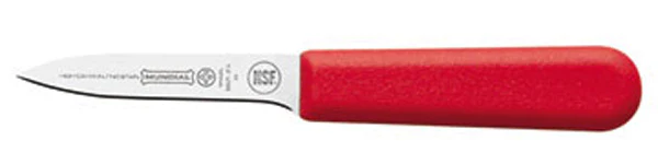 Mundial R5601-3-1/4 Antimicrobial Chef's Style Paring Knife with Red Poly Handle 3-1/4"