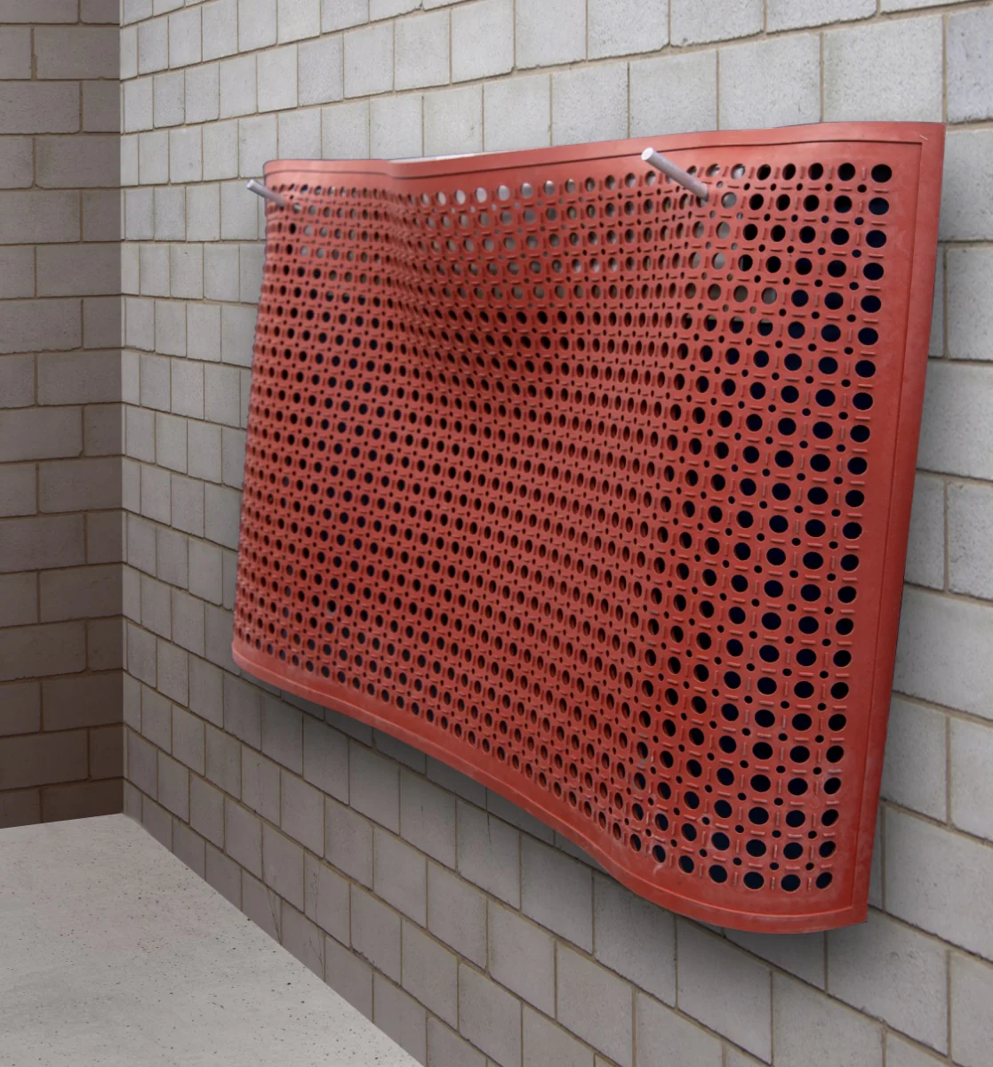 New Age 52677 Aluminum Wall Mount Mat Rack with Mounting Hooks for Perforated Mats 42"W x 7"D x 10"H - Image 2
