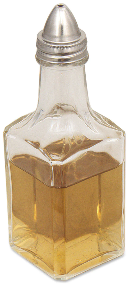 Browne 571600 Paneled Glass Oil & Vinegar Dispenser / Cruet with Stainless Steel Perforated Top 4 oz.