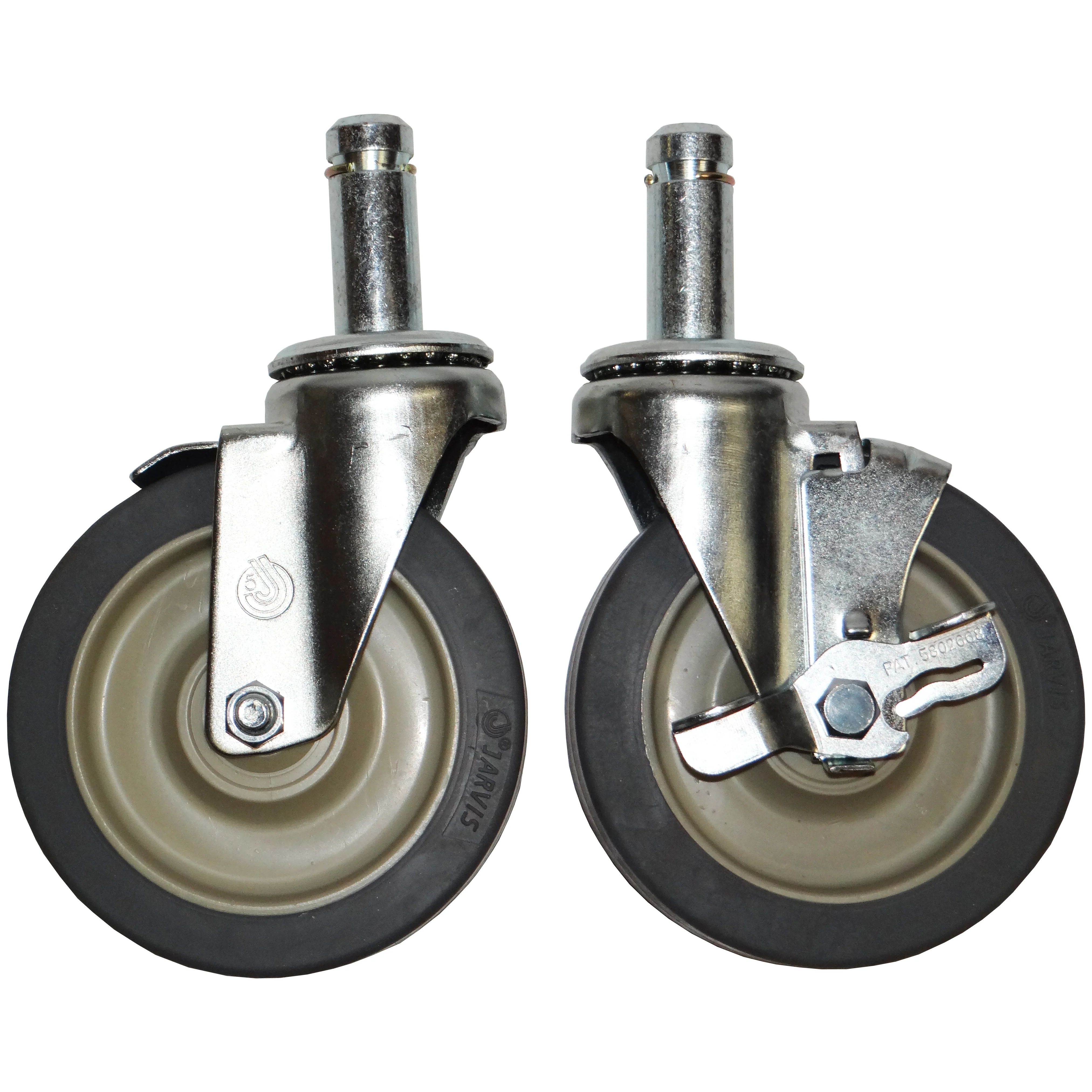 Olympic J5FBA-4 Wire Shelving High Modulus Rubber Swivel Stem Caster with Brake Kit 5" - 4/set