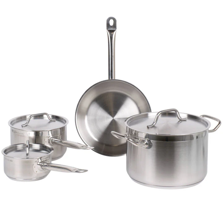 Vollrath 3822 Deluxe 7-Piece Induction Ready Stainless Steel Optio Cookware Set - Includes: 1 Qt., 2.75 Qt., 6.75 Qt. Sauce Pans with Covers, and 9.5" Fry Pan - Image 4