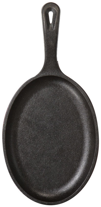 Lodge LOS3 Oval Seasoned Cast Iron Serving Griddle / Fajita Pan with Handle 10" x 7-1/2" - Image 3