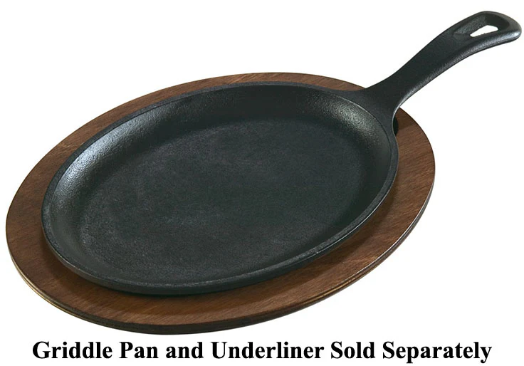 Lodge LOS3 Oval Seasoned Cast Iron Serving Griddle / Fajita Pan with Handle 10" x 7-1/2" - Image 4