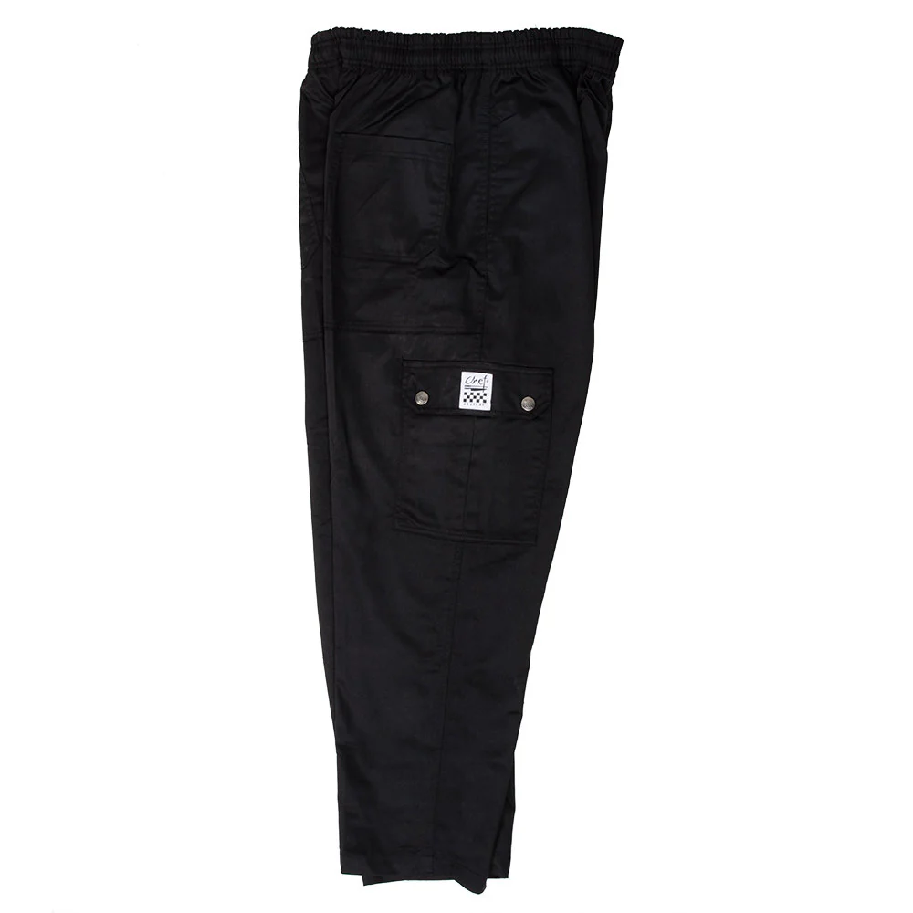 Chef Revival P024BK-M Men's Cargo Chef Pants - Black / Medium