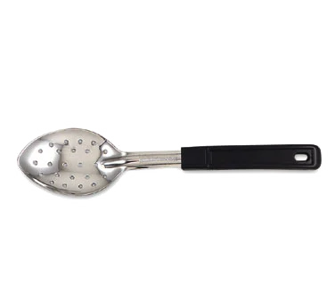 Browne 572332 Heavy Gauge Stainless Steel Perforated Serving Spoon with Black Plastic Handle 13" - Image 2