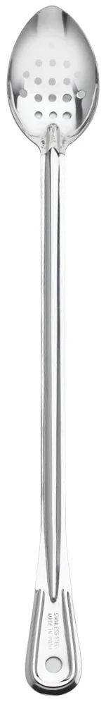 Browne 4784P Heavy Gauge Stainless Steel Perforated Serving Spoon with Extra-Long Reinforced Grooved Handle 21"