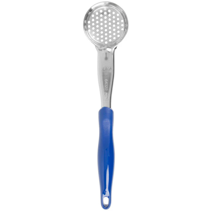 Vollrath 6432230 Jacob's Pride Color-Coded One-Piece Heavy-Duty Stainless Steel Perforated Round Spoodle Food Portioner with Blue Nylon Handle 2 oz. - Image 5