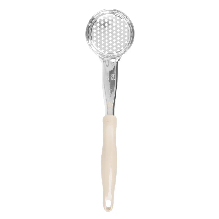 Vollrath 6432335 Jacob's Pride Color-Coded One-Piece Heavy-Duty Stainless Steel Perforated Round Spoodle Food Portioner with Ivory Nylon Handle 3 oz. - Image 3