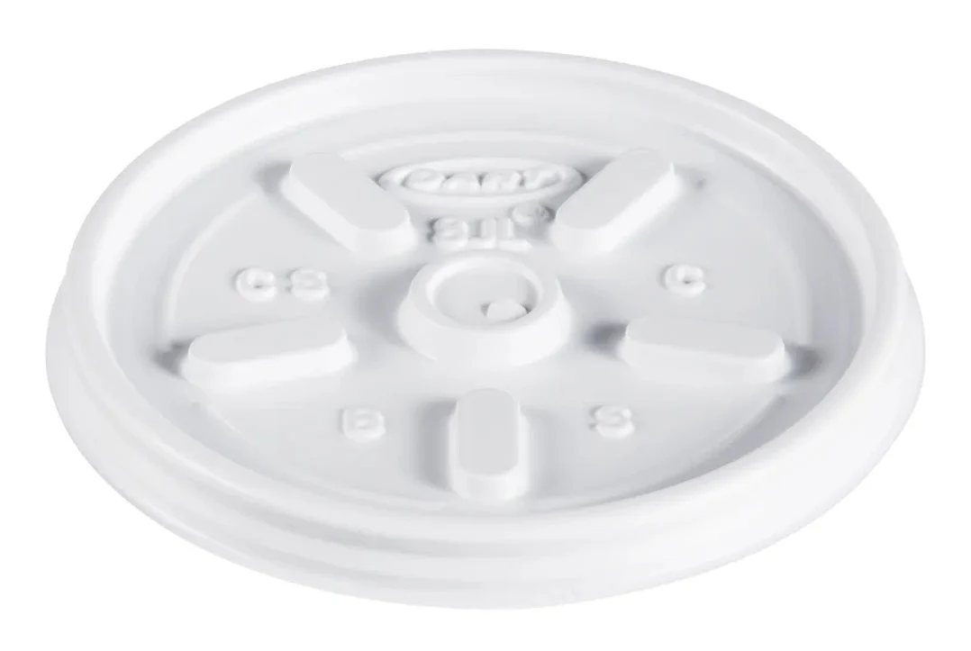 Dart Solo 8JL White Plastic Vented Flat Lid for 8 oz. Foam Cups & Containers - 1000/Case
