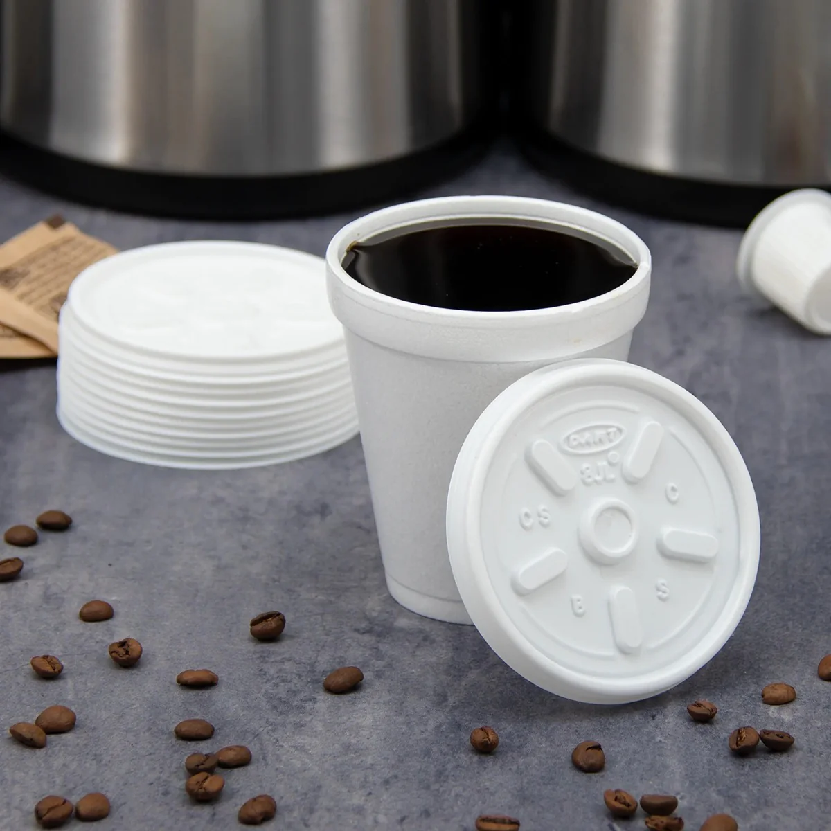 Dart Solo 8JL White Plastic Vented Flat Lid for 8 oz. Foam Cups & Containers - 1000/Case - Image 2