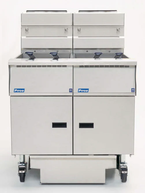 Pitco SE14X-2FD-SSTC Solstice 2 Bank Floor Electric Fryer with Solid State Controls and Under-Fryer Drawer Filtration 100 lb./cap - 208v/3-ph, 28kW