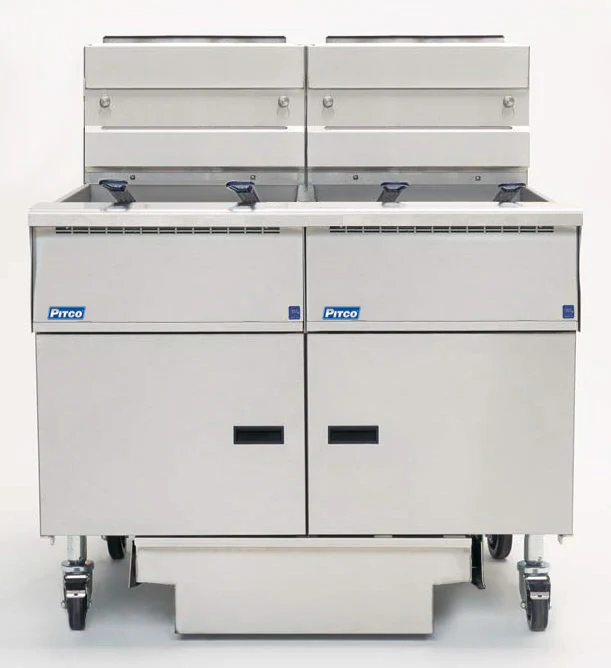 Pitco SE18S-2FD-SSTC Solstice 2 Bank Floor Electric Fryer with Solid State Controls and Under-Fryer Drawer Filtration 140-180 lb./cap - 208v/3-ph, 34kW