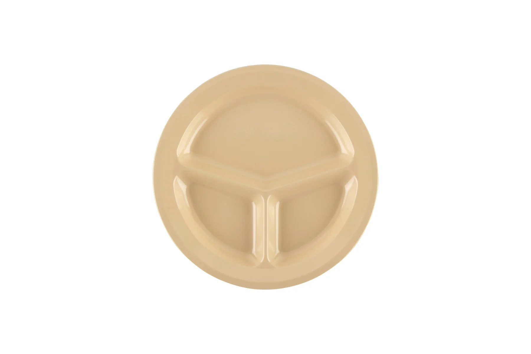 GET CP-532-T SuperMel Melamine 3-Compartment Plate 11" - Tan - 12/Case - Image 2