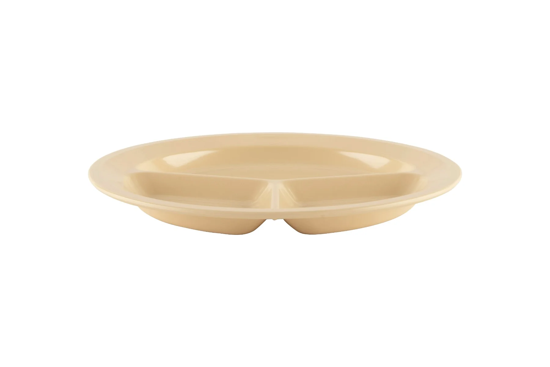 GET CP-532-T SuperMel Melamine 3-Compartment Plate 11" - Tan - 12/Case - Image 3
