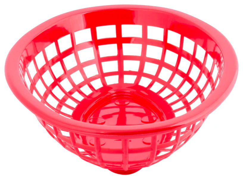 TableCraft 1071R Side Order Plastic Oval Basket 8" x 5-1/4" x 2" - Red - 12/Case - Image 2