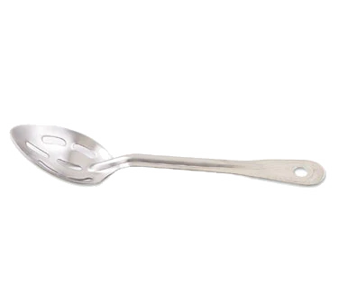 Browne 4774 Renaissance Stainless Steel Slotted Serving Spoon with Grooved Handle 15" - Image 2