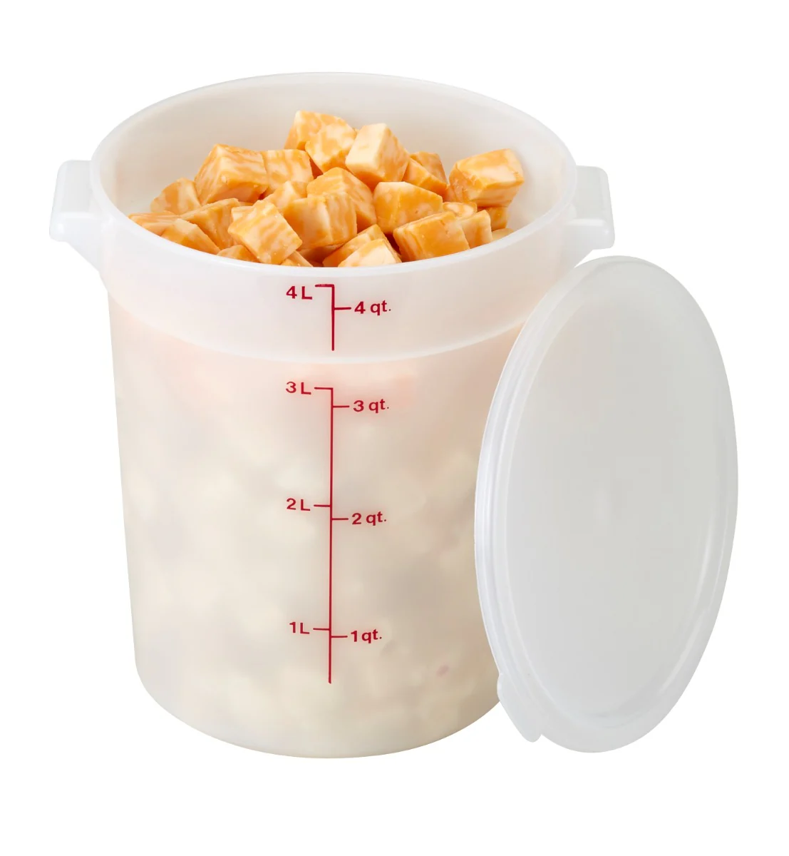 Cambro RFS4148 Poly Round Food Storage Container 4 qt. - Natural White - Image 5