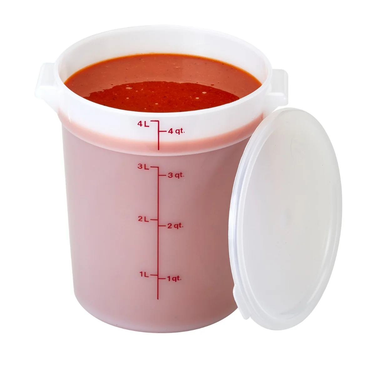 Cambro RFS4148 Poly Round Food Storage Container 4 qt. - Natural White - Image 6