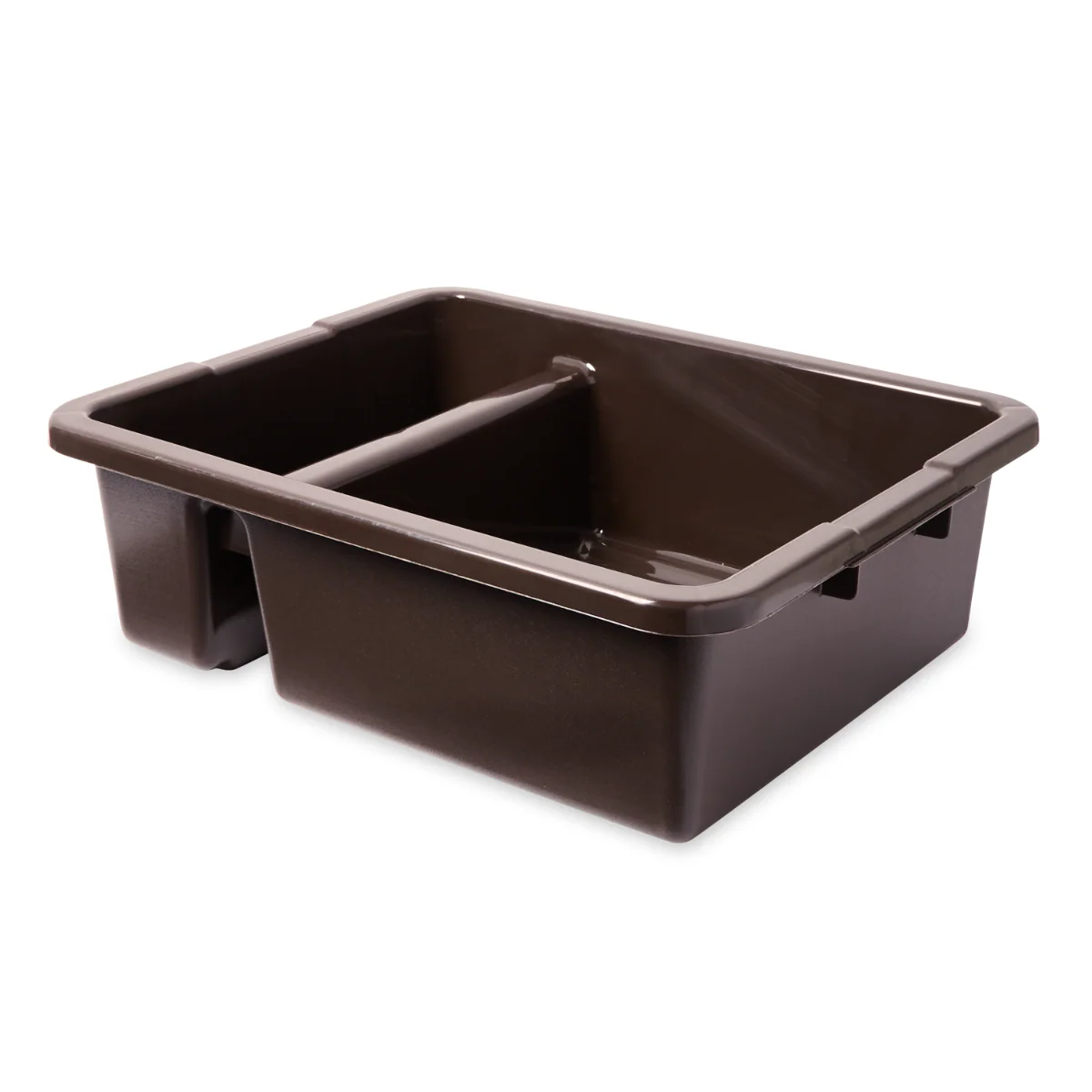 Rubbermaid FG335000BRN Divided Bus / Utility Box 21" x 17" x 7" - Brown