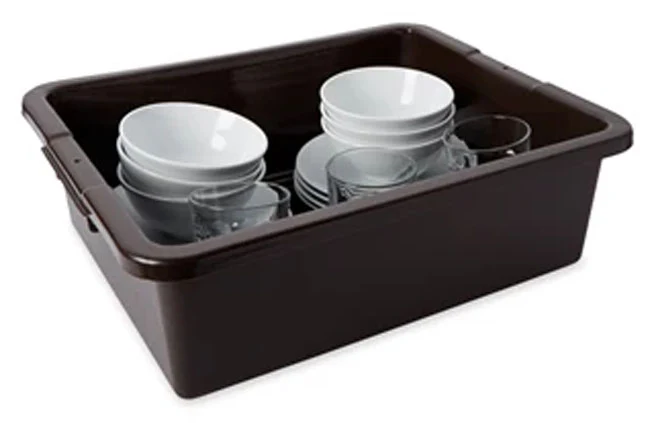 Rubbermaid FG335192BRN Bus / Utility Box 21-1/2" x 17" x 7" - Brown - Image 4