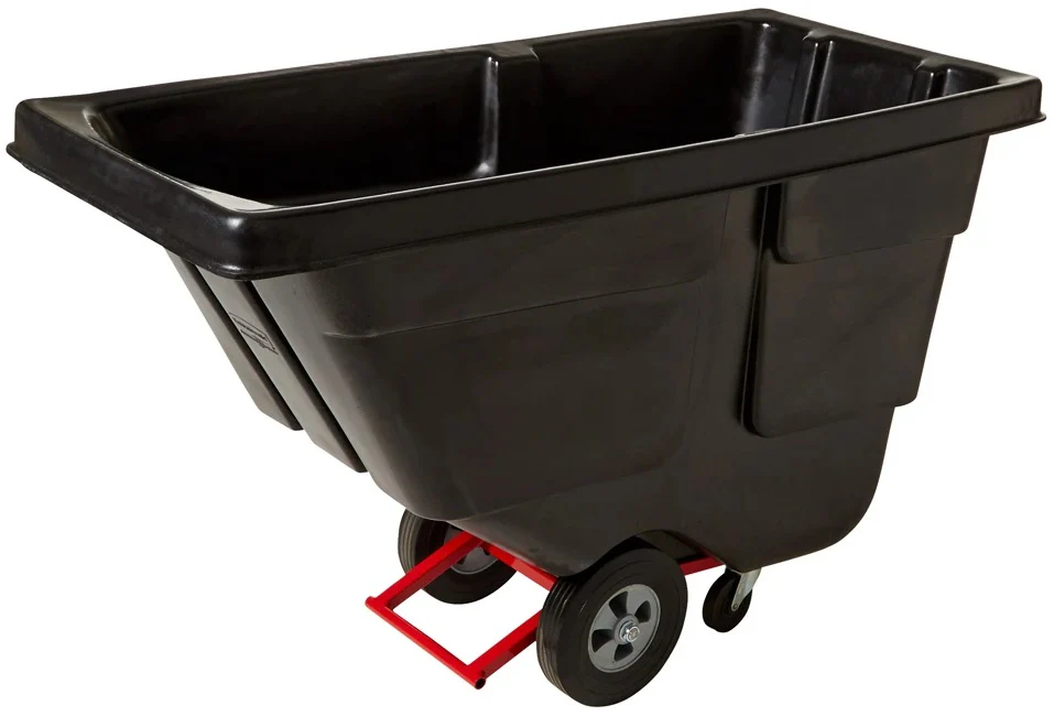 Rubbermaid FG130400BLA Rotomolded Open Top Utility Duty Tilt Truck / Trash Cart - Black - 1/2 cu. yd. (450 lb. Capacity)