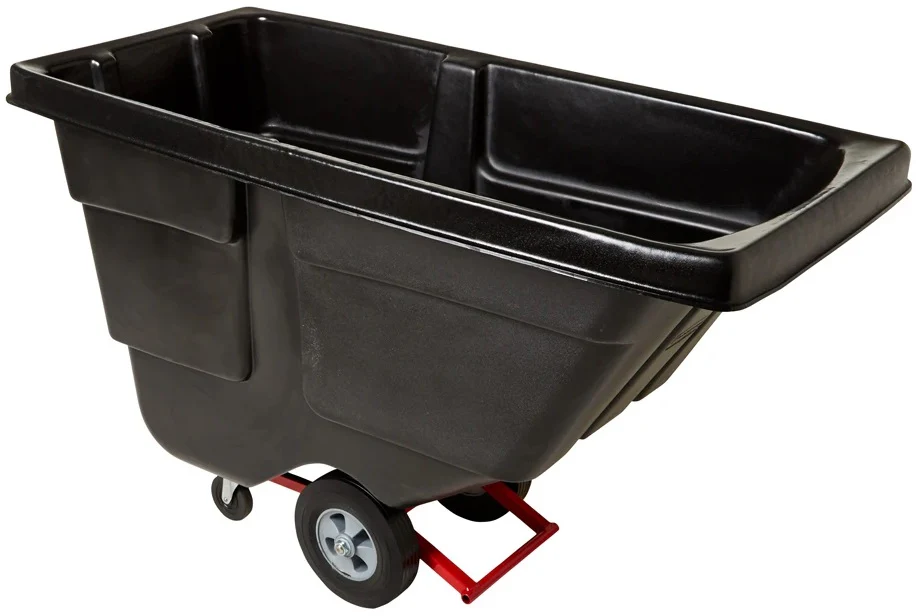 Rubbermaid FG130400BLA Rotomolded Open Top Utility Duty Tilt Truck / Trash Cart - Black - 1/2 cu. yd. (450 lb. Capacity) - Image 3