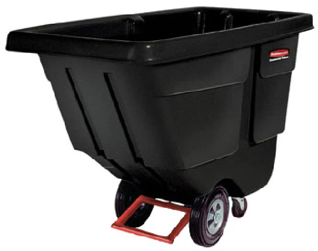 Rubbermaid FG131400BLA Rotomolded Open Top Utility Duty Tilt Truck / Trash Cart - Black - 1 cu. yd. (850 lb. Capacity)