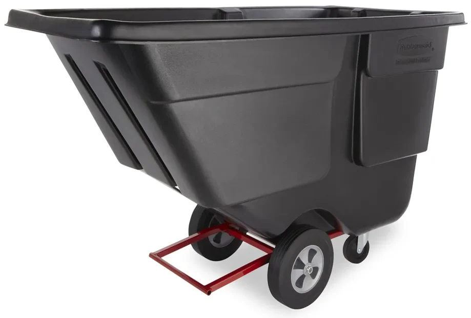 Rubbermaid FG131400BLA Rotomolded Open Top Utility Duty Tilt Truck / Trash Cart - Black - 1 cu. yd. (850 lb. Capacity) - Image 2