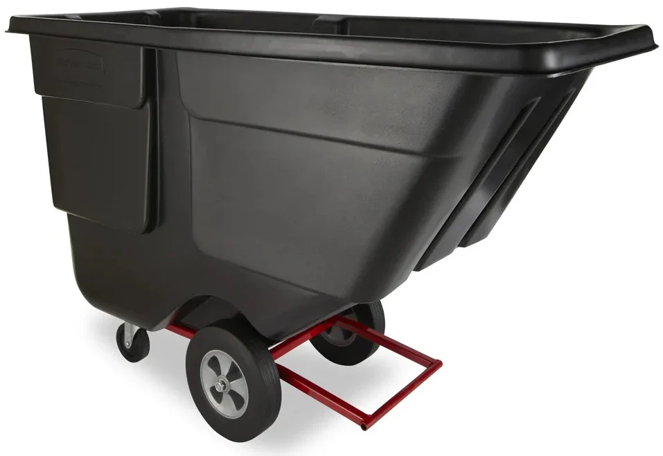 Rubbermaid FG131400BLA Rotomolded Open Top Utility Duty Tilt Truck / Trash Cart - Black - 1 cu. yd. (850 lb. Capacity) - Image 3