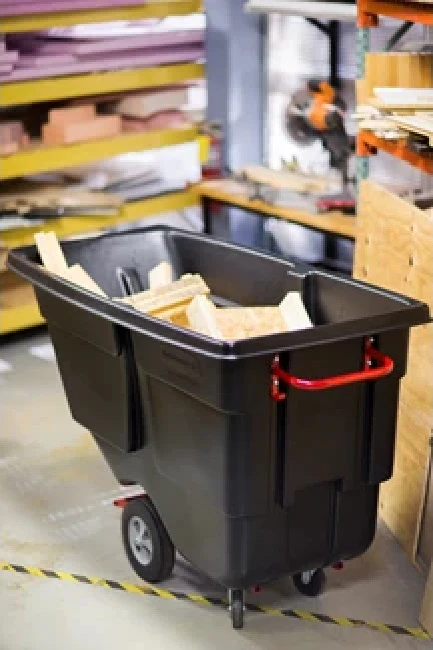 Rubbermaid FG131400BLA Rotomolded Open Top Utility Duty Tilt Truck / Trash Cart - Black - 1 cu. yd. (850 lb. Capacity) - Image 5