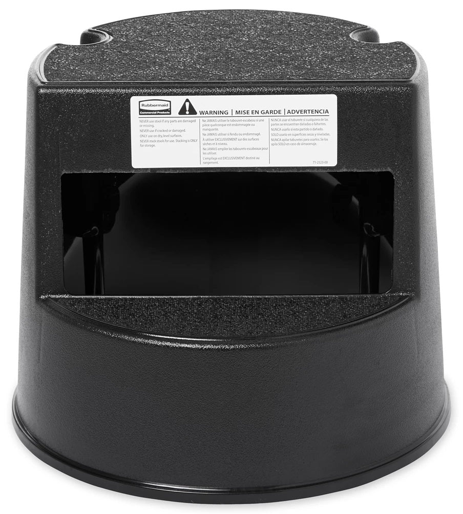 Rubbermaid FG252300BLA Plastic 2-Step Stepstool - 350 lb. Capacity -  Black - Image 3