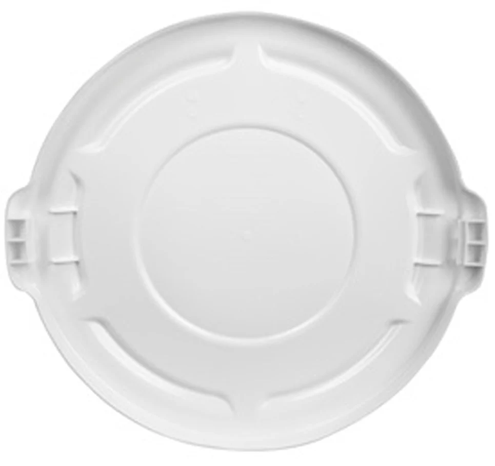 Rubbermaid FG260900WHT BRUTE Self-Draining Round Flat Lid for use with 10-Gallon Container - White - Image 6