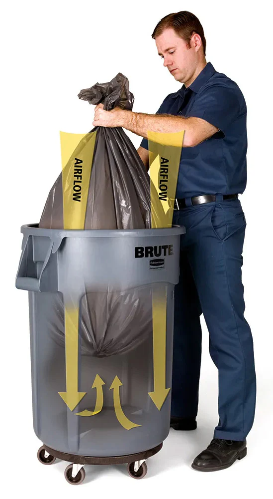 Rubbermaid FG263200GRAY Vented BRUTE Round Container 32 Gal. - Gray - Image 13