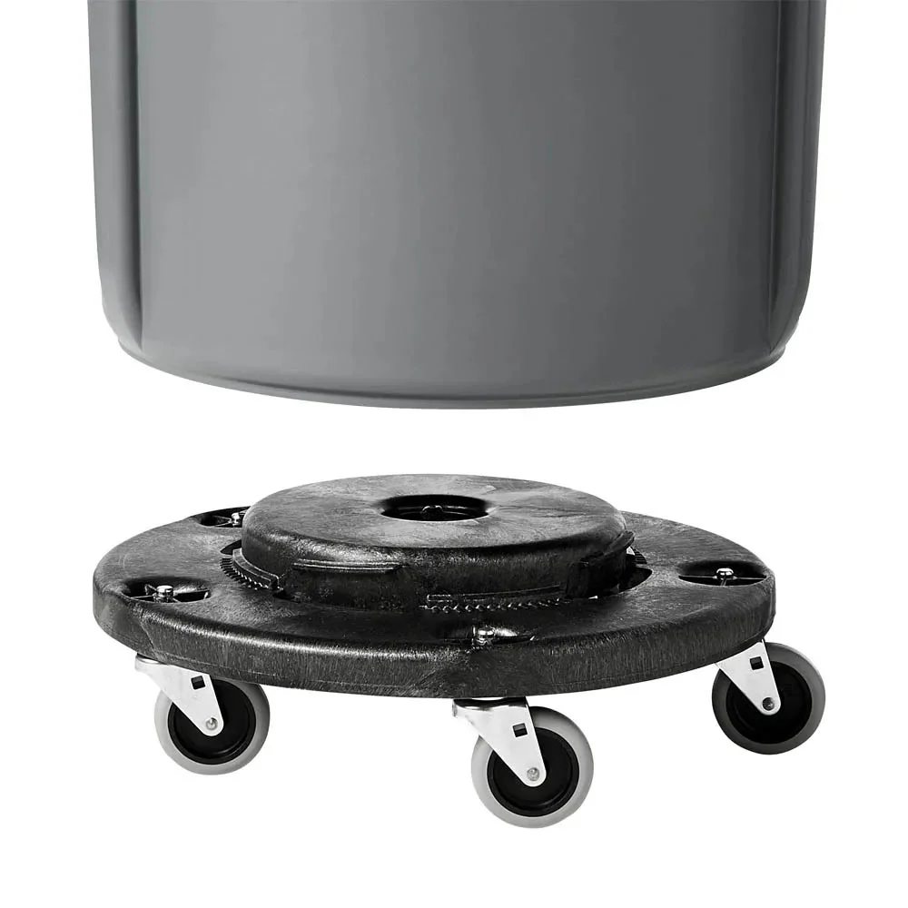 Rubbermaid FG264000BLA BRUTE Round Plastic Utility / Trash Can Dolly - for 2620, 2632, 2643, 2655 Containers - 250 lb. Capacity - Image 10