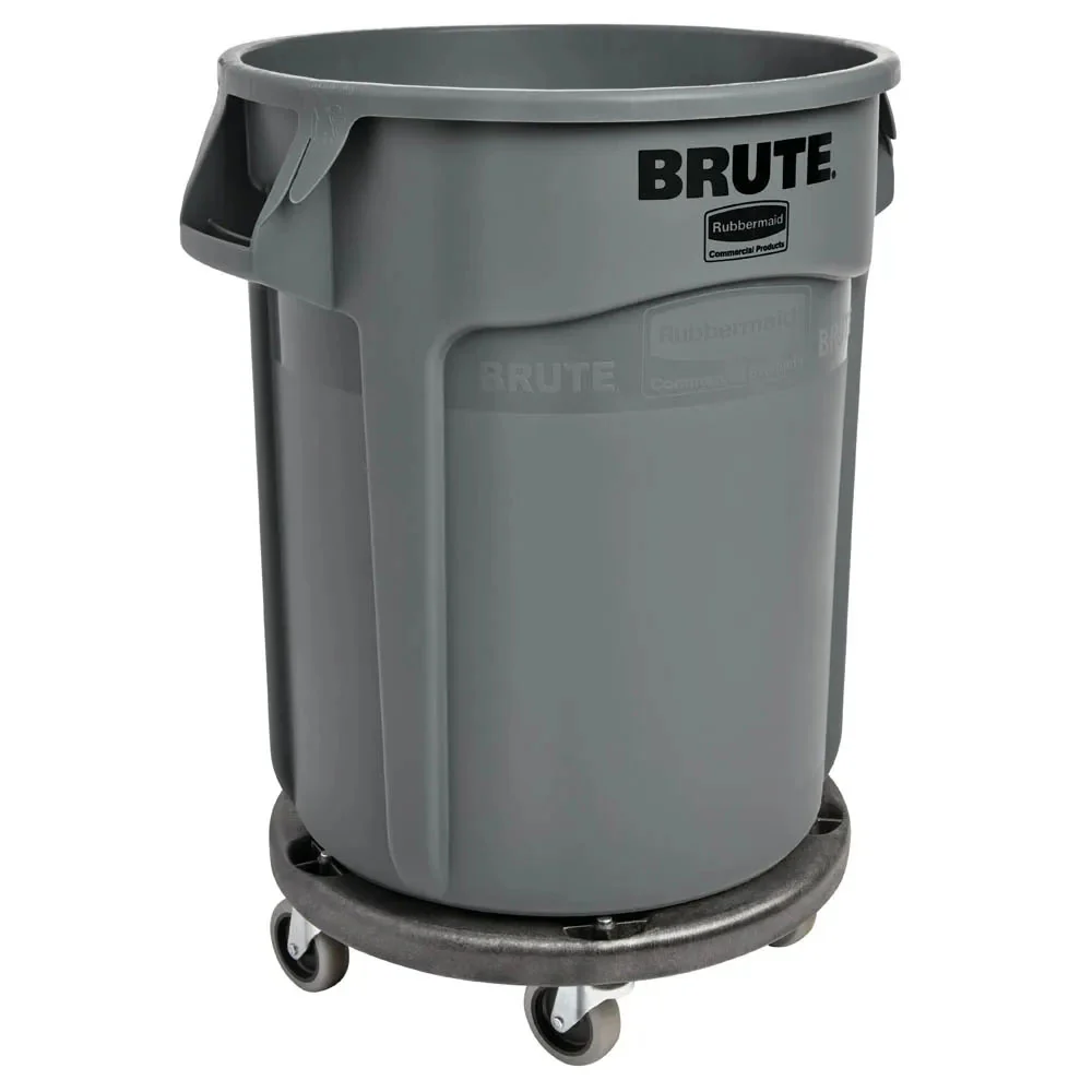 Rubbermaid FG264000BLA BRUTE Round Plastic Utility / Trash Can Dolly - for 2620, 2632, 2643, 2655 Containers - 250 lb. Capacity - Image 11