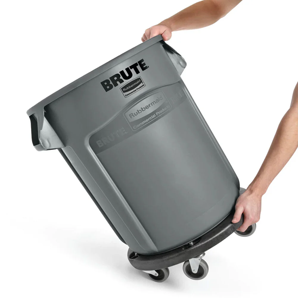 Rubbermaid FG264000BLA BRUTE Round Plastic Utility / Trash Can Dolly - for 2620, 2632, 2643, 2655 Containers - 250 lb. Capacity - Image 13