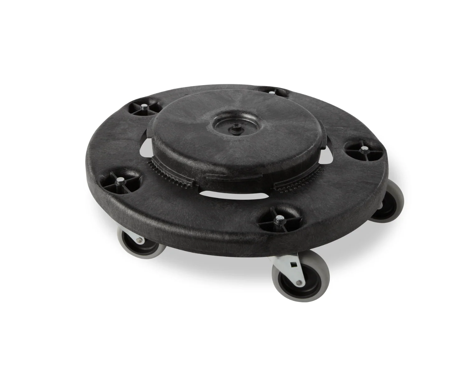 Rubbermaid FG264000BLA BRUTE Round Plastic Utility / Trash Can Dolly - for 2620, 2632, 2643, 2655 Containers - 250 lb. Capacity - Image 15