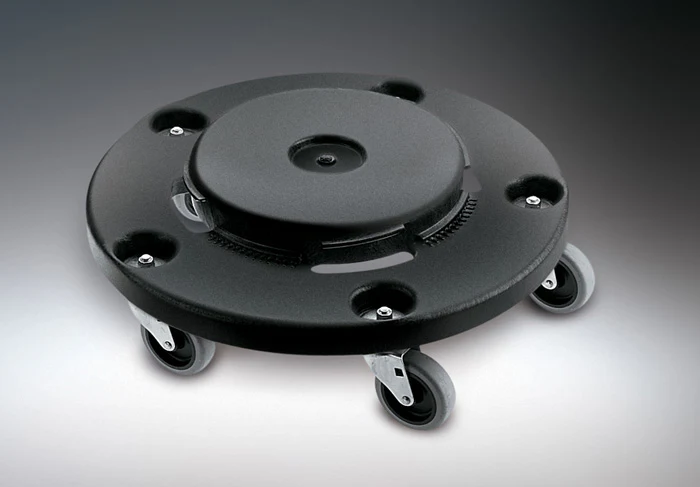 Rubbermaid FG264000BLA BRUTE Round Plastic Utility / Trash Can Dolly - for 2620, 2632, 2643, 2655 Containers - 250 lb. Capacity - Image 3