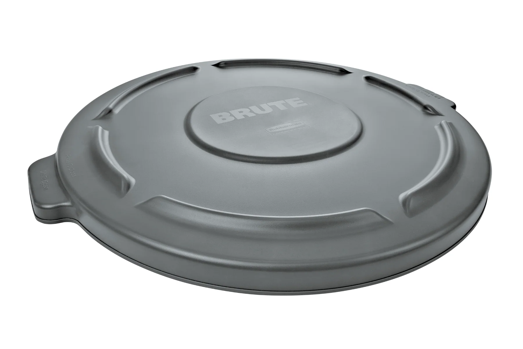 Rubbermaid FG264560GRAY BRUTE Self-Draining Round Flat Lid for use with 44-Gallon Container - Gray