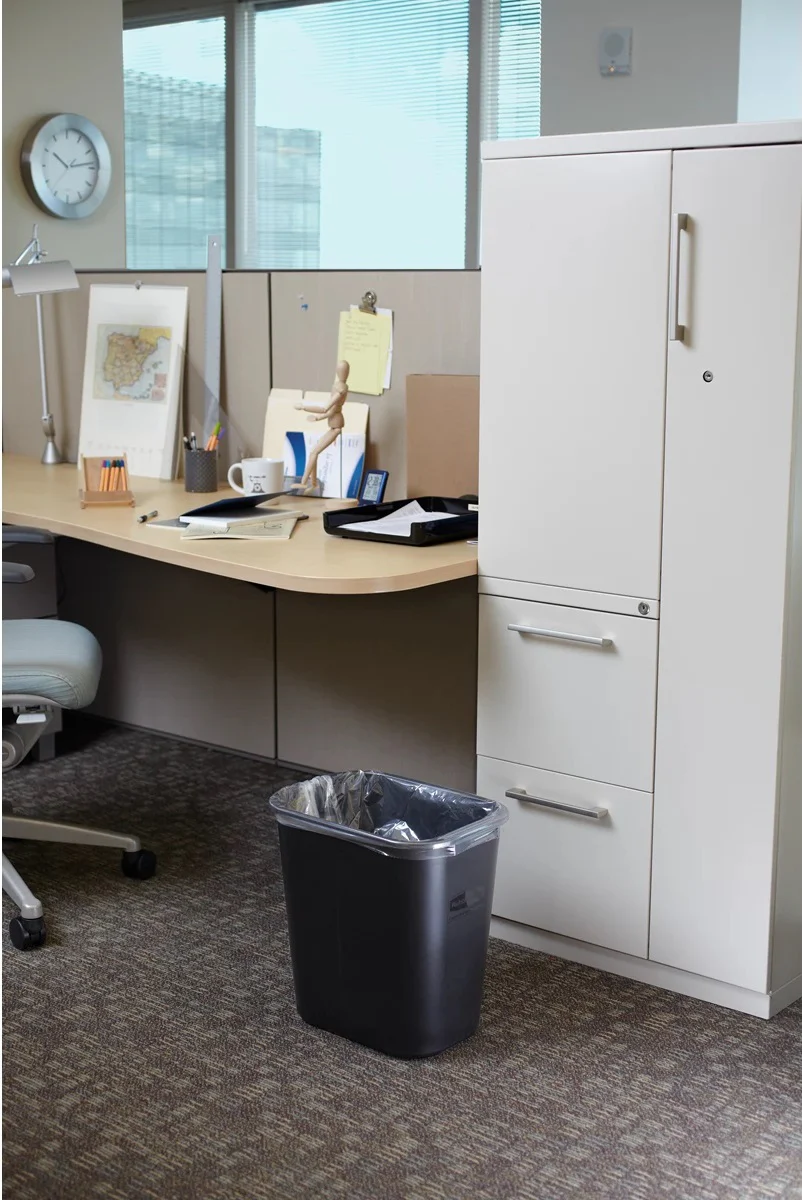 Rubbermaid FG295500BLA Small Rectangular Wastebasket / Trash Can 13 Qt. (3-1/4 Gal.) - Black - Image 5