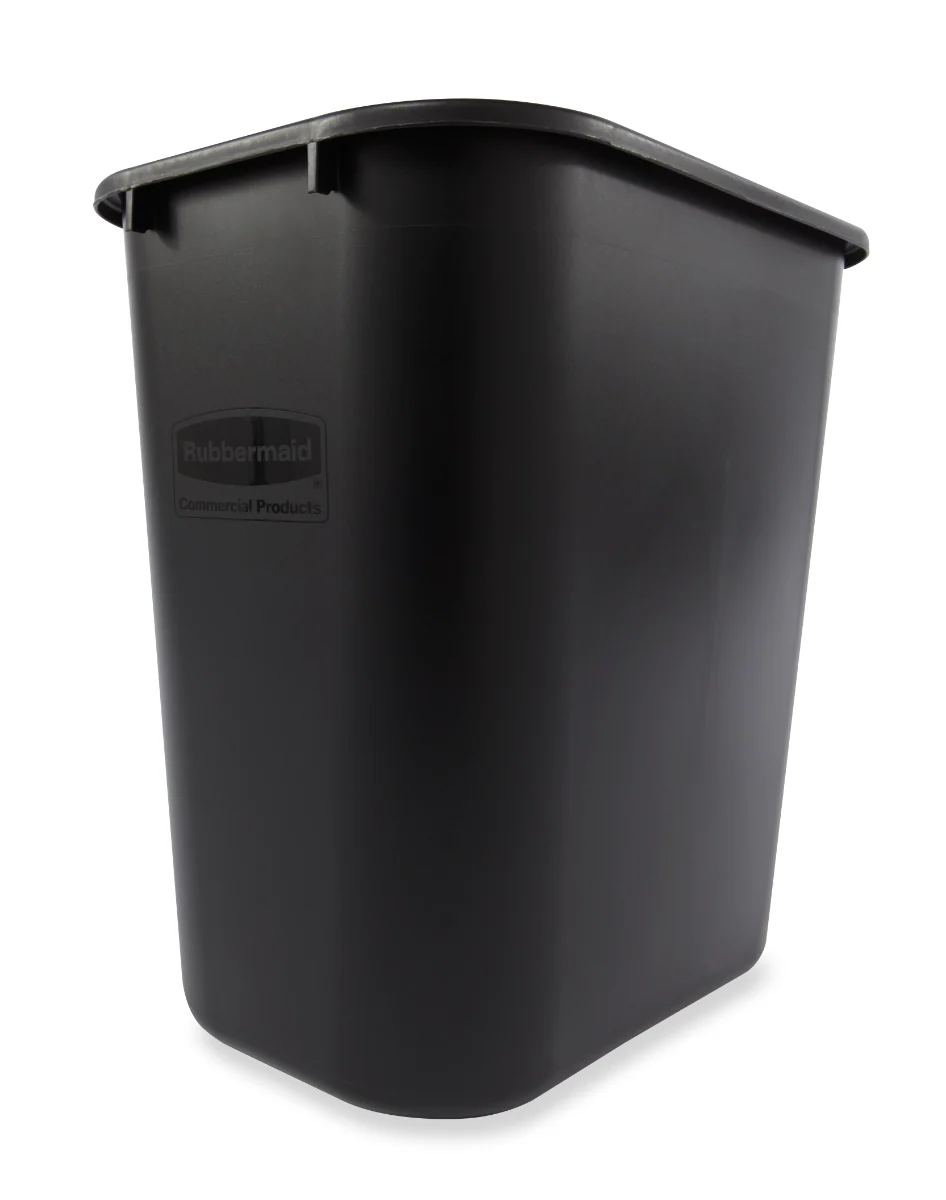 Rubbermaid FG295600BLA Medium Rectangular Wastebasket / Trash Can 28-1/8 Qt. - Black