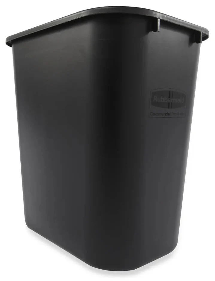 Rubbermaid FG295600BLA Medium Rectangular Wastebasket / Trash Can 28-1/8 Qt. - Black - Image 3