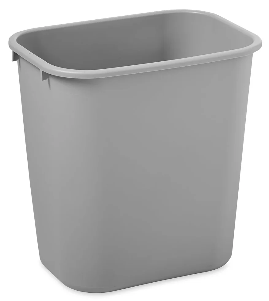 Rubbermaid FG295600GRAY Medium Rectangular Wastebasket / Trash Can 28-1/8 Qt. - Gray - Image 4